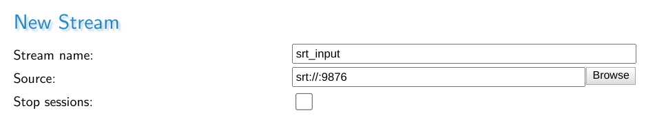 Interface example of using Haivison SRT in listener mode setting the mode implicitly